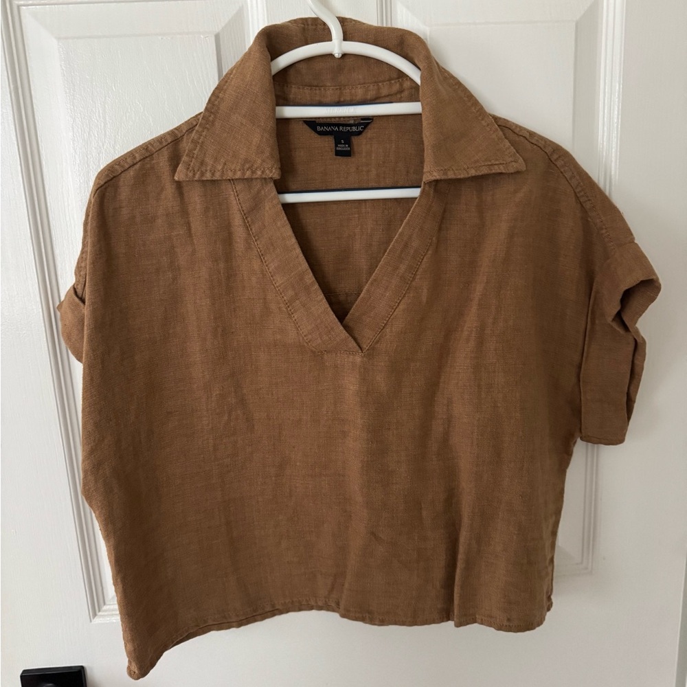 NWOT Banana Republic Linen Cropped Top Small - Picture 2 of 4